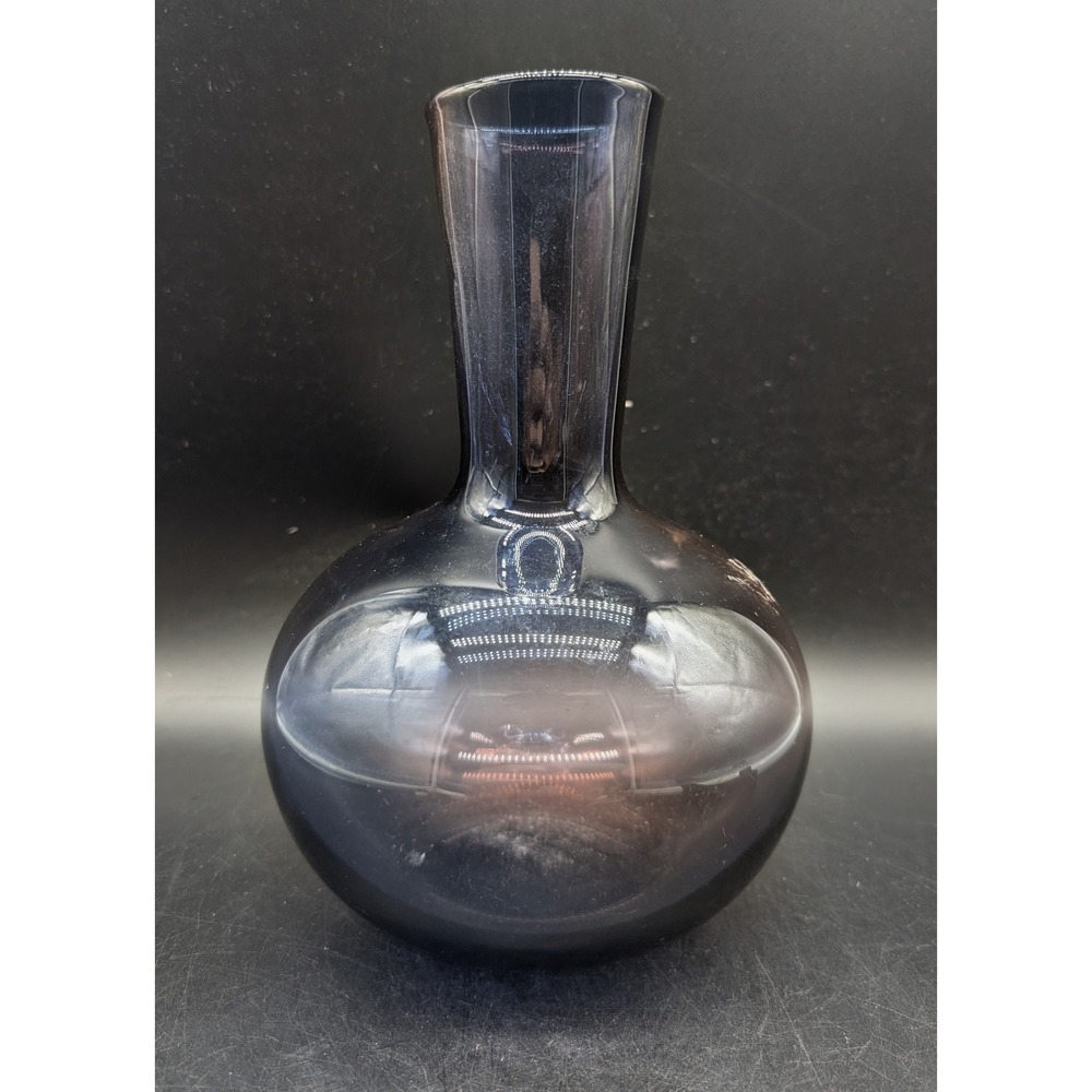 Vintage Smoky Purple Blue Ombre Hand Blown Glass Bulbous Onion Neck Bud Vase 9"